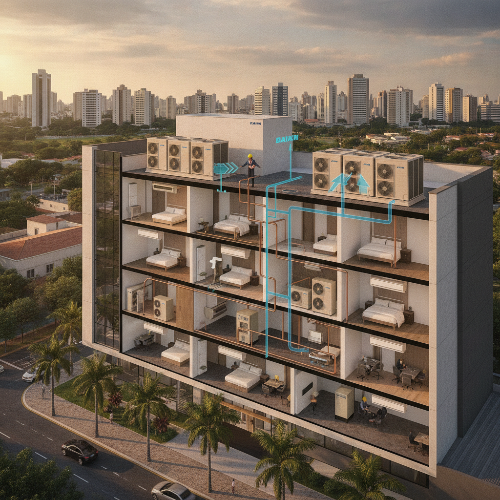 Sistema VRV Daikin para Hotel em Goiânia: Como Funciona